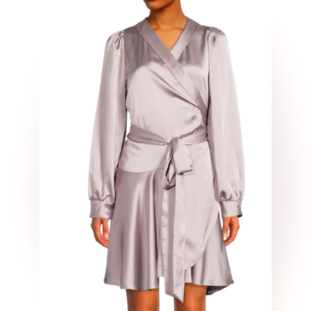RENEE C.
Satin Wrap Dress in dusty lavender s/m